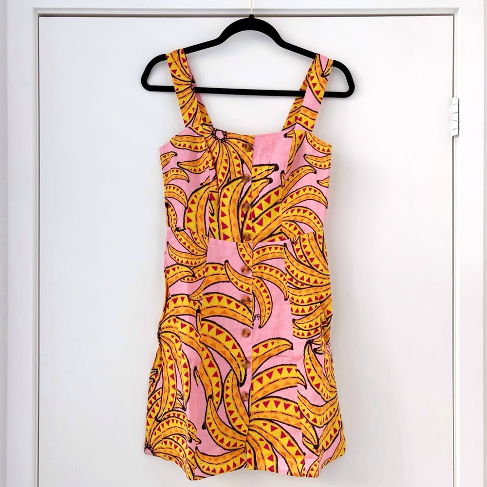 NWOT Farm Rio Banana Pitta Button Down Short Dress S